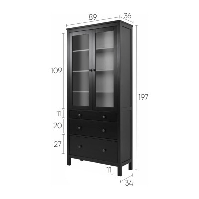 Шкаф Лузалес КЫМÖР 3 ящика, 90х198х37, черный 5030900105