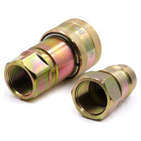 Быстроразъёмное гидравлическое соединение HQ-mech ISO7241-A конический клапан, БРС M+F сталь, вн. резьба M22х1.5, синий УТ000002776