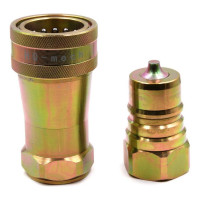 Быстроразъёмное гидравлическое соединение HQ-mech ISO7241-A конический клапан, БРС M+F сталь, вн. резьба 1/2", синий УТ000002797