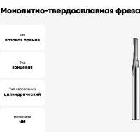 Монолитно-твердосплавная фреза однозаходная СТФ-303-Z1 2х6х50х4 мм Strong стф-30302006