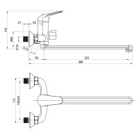 Смеситель для ванны Wesnaart luch, хром LUC15-320