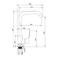 Смеситель для кухни Wesnaart nova, черный NOV03-150Black