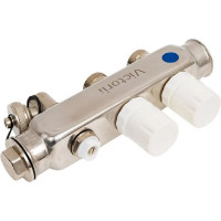 Коллекторная группа из нержавеющей стали Victoria с расх. 1"x3/4ek- 3вых. (кран маевского + сливной кран) 60-103