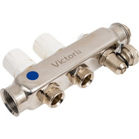 Коллекторная группа из нержавеющей стали Victoria с расх. 1"x3/4ek- 2вых. (кран маевского + сливной кран) 60-102