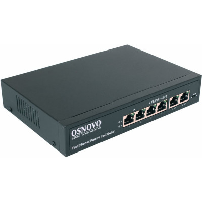 OSNOVO SW-20600/A(80W) Passive PoE коммутатор Fast Ethernet на 6 портов. sct1279