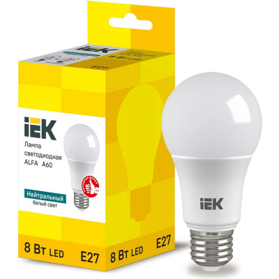 Лампа IEK LED ALFA A60 груша 8Вт 230В 4000К E27 LLA-A60-8-230-40-E27