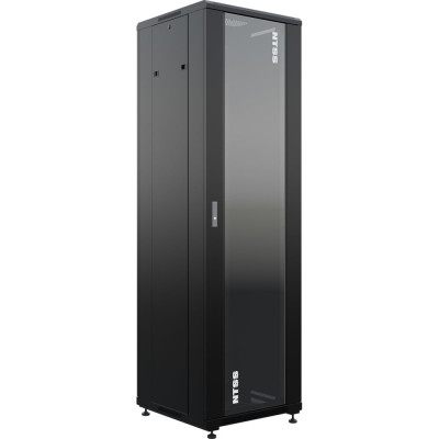 Напольный универсальный серверный шкаф NTSS NTSSR 42U 600x600мм, 4 профиля 19, двери стекло и сплошная металл, боковые стенки съемные, регулируе NTSS-R42U6060GS-BL