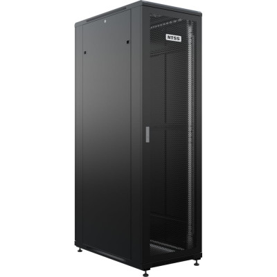 Напольный универсальный серверный шкаф NTSS NTSSR 42U 800x1000мм, 4 профиля 19, двери перфорированная и перфорированная двухстворчатая, боковые NTSS-R42U80100PD/PDD-BL