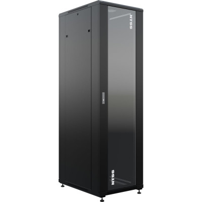 Напольный универсальный серверный шкаф NTSS NTSSR 42U 600x800мм, 4 профиля 19, двери стекло и сплошная металл, боковые стенки съемные, регулируе NTSS-R42U6080GS-BL