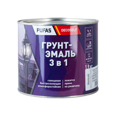 Грунт-эмаль Pufas 3 в 1 красно-коричневая (мат.) Decoself (1,9кг) тов-212138