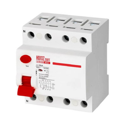 Выключатель остаточного тока HOROZ ELECTRIC SAFE (RCCB 4P 80) 4P 80A 30mA 400V 114-003-4080 HRZ00002653