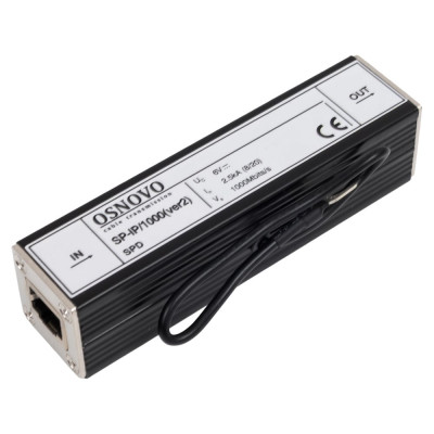 Устройство грозозащиты для локальной вычислительной сети OSNOVO SP-IP/1000(ver2) (скорость до 1000 Мб/с), 1 вход (RJ45-мама), 1 выход (RJ45-мама) sct1079
