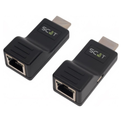 Комплект передатчик+приёмник (HE01SET+HE01SER) для передачи HDMI SC&T HE01ERK по витой паре до 40 м с разрешением до 1080 p. sct1086
