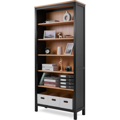 Стеллаж Лузалес КЫМÖР 90х198х37 см, черный/светло-коричневый 5031280212