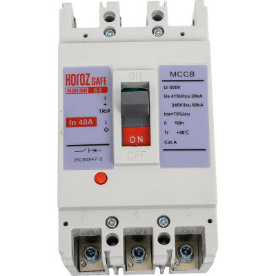 Автоматический выключатель Horoz Electric в формованном корпусе SAFE (MCCB 3P 40) 3P 40A 20kA 114-004-3040 HRZ01001530