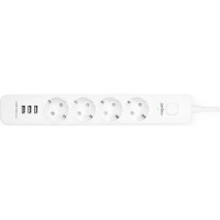 Сетевой фильтр PERFEO POWER STREAM 2500W 2.0 м, 4 розетки, 3 USB, белый 30016450 30016449