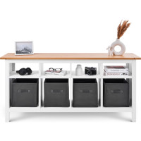 Стол-консоль Лузалес КЫМÖР 157х74х40 см, белый/светло-коричневый 5032100111