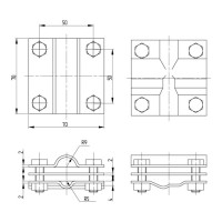 Крестообразный зажим заземления EZETEK стержень - полоса/пруток, нержавеющая сталь 62706