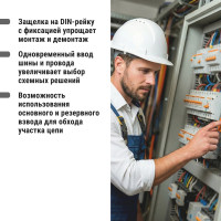 Автоматический выключатель с механической блокировкой (байпас) ВА47-29Б TDM ELECTRIC 3Р+3Р 10А 4,5кА х-ка C SQ0206-0417