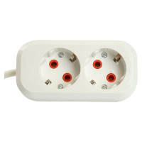 Двухместный удлинитель STEKKER hm06-21-02 с заземлением, 3x1мм2, 2м, серия home (у10-001), белый, 49339