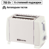 Тостер TDM ELECTRIC Утро, 700 Вт, 2 тоста, нержавеющая сталь, белый SQ4003-0001