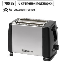 Тостер TDM ELECTRIC Утро, 700 Вт, 2 тоста, нержавеющая сталь, черный SQ4003-0002