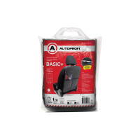 Накидка AUTOPROFI Кикмат BASIC+ лицевая сторона полиуретан + 3 мм поролон с вышивкой, задняя часть полиэстер, размер 71,5x45 см., 1 шт. чёрн./серый KIK-800+ BK/GY