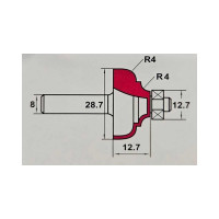 Фреза профильная Классический гусек-1 Rх4 мм, 28.7x12.7x55 мм, Sх8 мм PROCUT 311811P