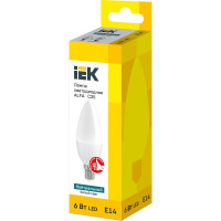 Лампа IEK LED ALFA C35 свеча 6Вт 230В 4000К E14 LLA-C35-6-230-40-E14