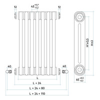 Стальной трубчатый радиатор IRSAP RT TESI/2 565 EL32 CL.01 T30 RT205653201A430N01