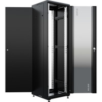Шкаф напольный универсальный серверный NTSS R 42U 600x600мм, 4 профиля 19, двери стекло и сплошная металл, боковые стенки съемные, регулируемые опоры, разобранный, черный RAL 9005 NTSS-R42U6060GS-BL