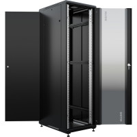 Шкаф напольный универсальный серверный NTSS R 42U 600x800мм, 4 профиля 19, двери стекло и сплошная металл, боковые стенки съемные, регулируемые опоры, разобранный, черный RAL 9005 NTSS-R42U6080GS-BL