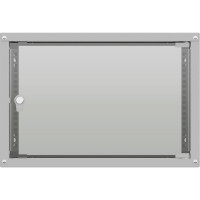 Шкаф настенный телекоммуникационный NTSS LIME 6U 550x450x370мм, 2 профиля 19, дверь стеклянная, боковые стенки несъемные, разобранный, серый RAL 7035 NTSS-WL6U5545GS