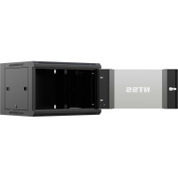 Шкаф настенный телекоммуникационный NTSS W 6U 600x450x370мм, 2 профиля 19, дверь стеклянная, боковые стенки съемные, задняя стенка, разобранный, черный RAL 9005 NTSS-W6U6045GS-BL