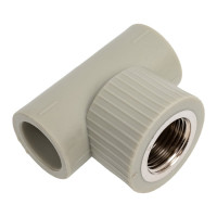 Комбинированный тройник TEBO PPR 20x1/2" ВР серый 031040302