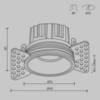 Встраиваемый светильник MAYTONI Round LED 12W Алюминий Латунь DL058-12W4K-TRS-BS