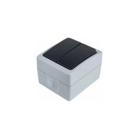 Двойной выключатель накладной HOROZ ELECTRIC ATOM (2-GANG ONE WAY SWITCH) 10A/250V IP54 112-100-0006 HRZ01001528