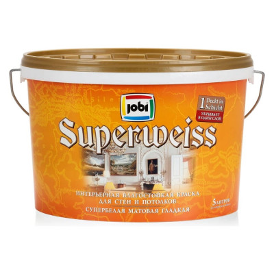 JOBI Краска супербелая высокоукрывистая SUPERWEISS 5л 11825