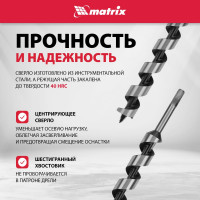 Сверло шнековое по дереву (32х600 мм) MATRIX 70183