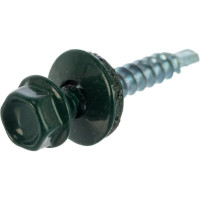 Кровельный саморез, зелёный мох Крепежная техника 4,8х35 RAL 6005 250шт 420264 БК