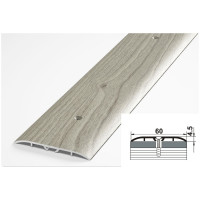 Порог прямой алюминиевый (60 мм; 0.9 м; декоративный; серебристая сосна) Лука УТ000026193