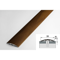 Порог прямой скрытый алюминиевый (35 мм; 0.9 м; декоративный; венге) Лука 00000001830