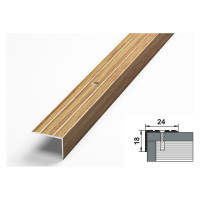 Порог угловой алюминиевый (24х18 мм; 0.9 м; декоративный; дуб универсал) Лука 00000001505