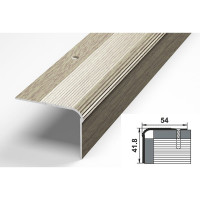 Порог угловой алюминиевый декоративный (54х41,8 мм, 1,8 м, Дуб беленый) ЛУКА УТ000002716