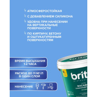 Фасадная силиконизированная краска BRITE PROFESSIONAL матовая база С (для колеровки), ведро 9 л О02233