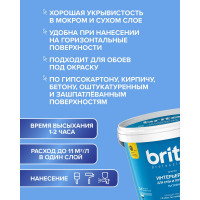 Краска для стен и потолков BRITE PROFESSIONAL матовая, база С (для колеровки), ведро 9 л О03685