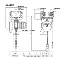 Цепная передвижная электрическая таль OCALIFT 02-01S г/п 2 тонны, высота 6м, 380в OCA0201ST6m