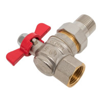 Шаровой кран со сгоном MVI американка, угловой ДУ 15, 1/2" BV.522.04