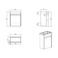 Подвесная база под раковину BelBagno PIETRA Stucco Cemento MINI-400-1A-SO-SCM-R