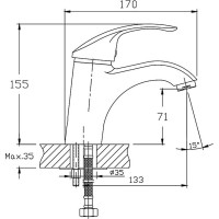 Смеситель для раковины Haiba умывальника латун с литым изливом, хром HB1021 539471